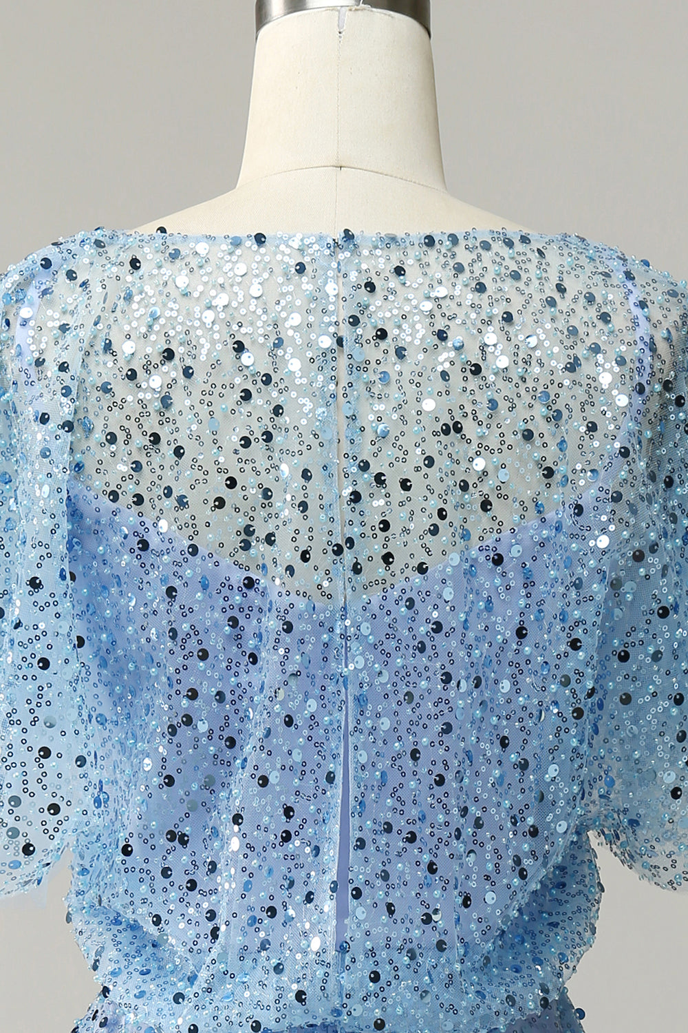 Robe de cocktail Paillettes Bleu Gris