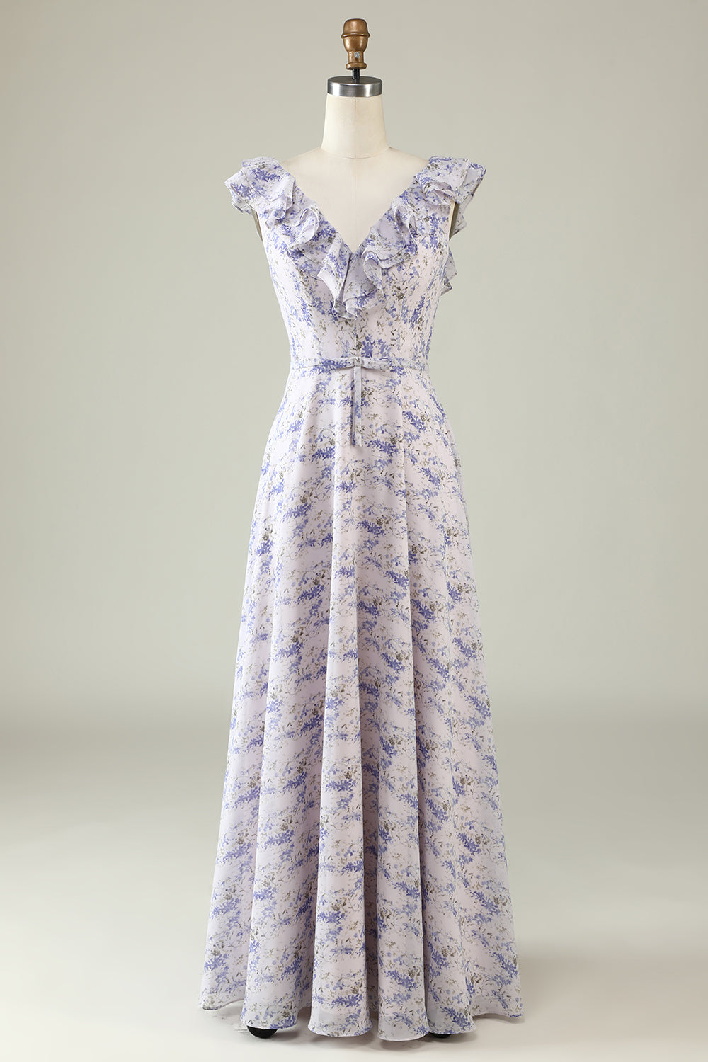 Robe de demoiselle d'honneur en mousseline de soie bohème fleur mauve blush