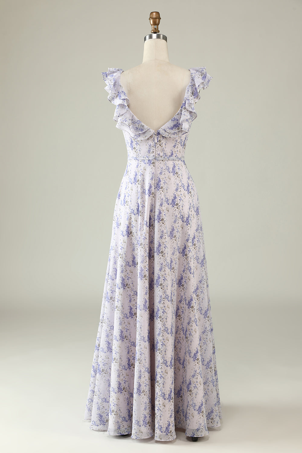 Robe de demoiselle d'honneur en mousseline de soie bohème fleur mauve blush