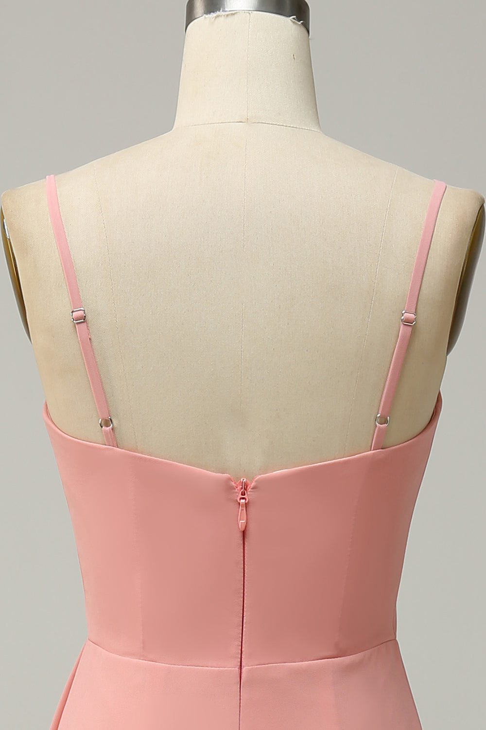 Une ligne Spaghetti Straps Blush Long Bridesmaid Dress