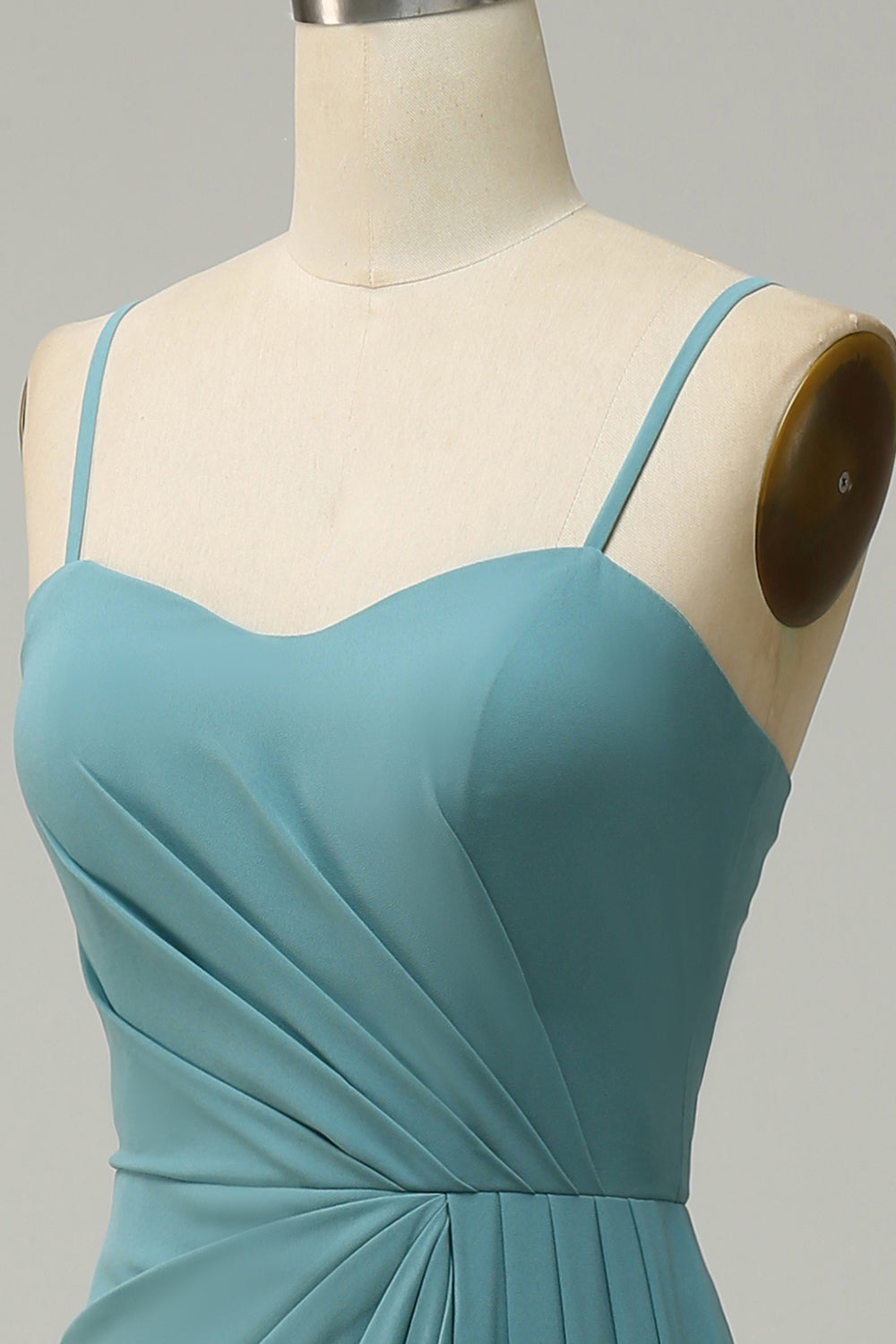 Une ligne Spaghetti Straps Blush Long Bridesmaid Dress