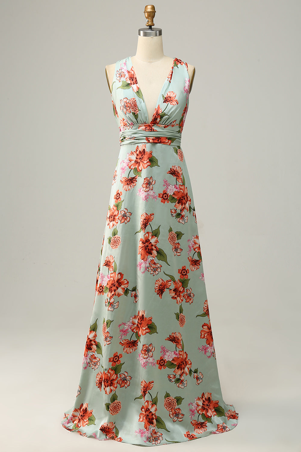 Une ligne Halter Neck Cuivre Robe de demoiselle d’honneur longue avec Criss Cross Back