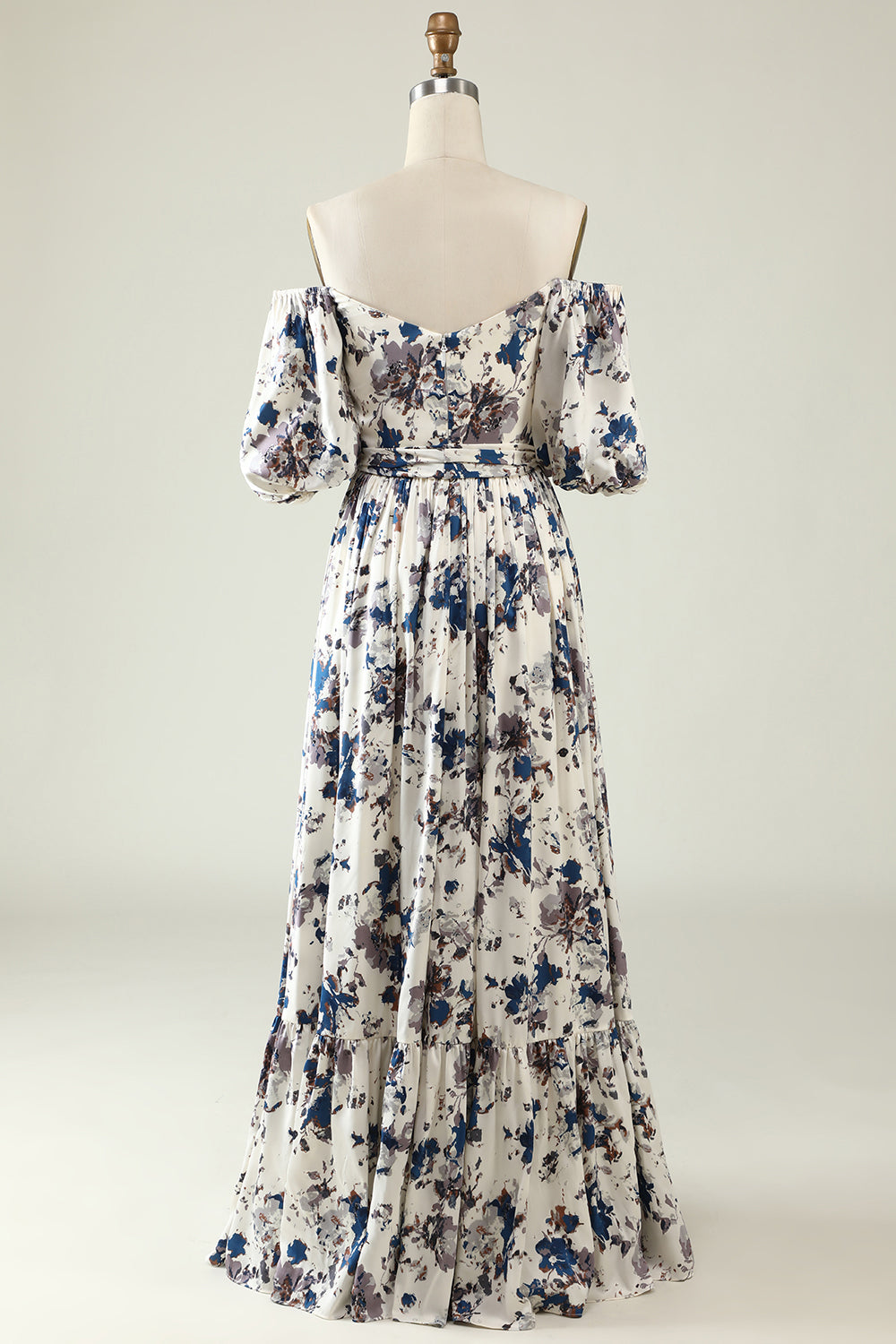 Robe de demoiselle d’honneur Boho à fleur bleue blanche