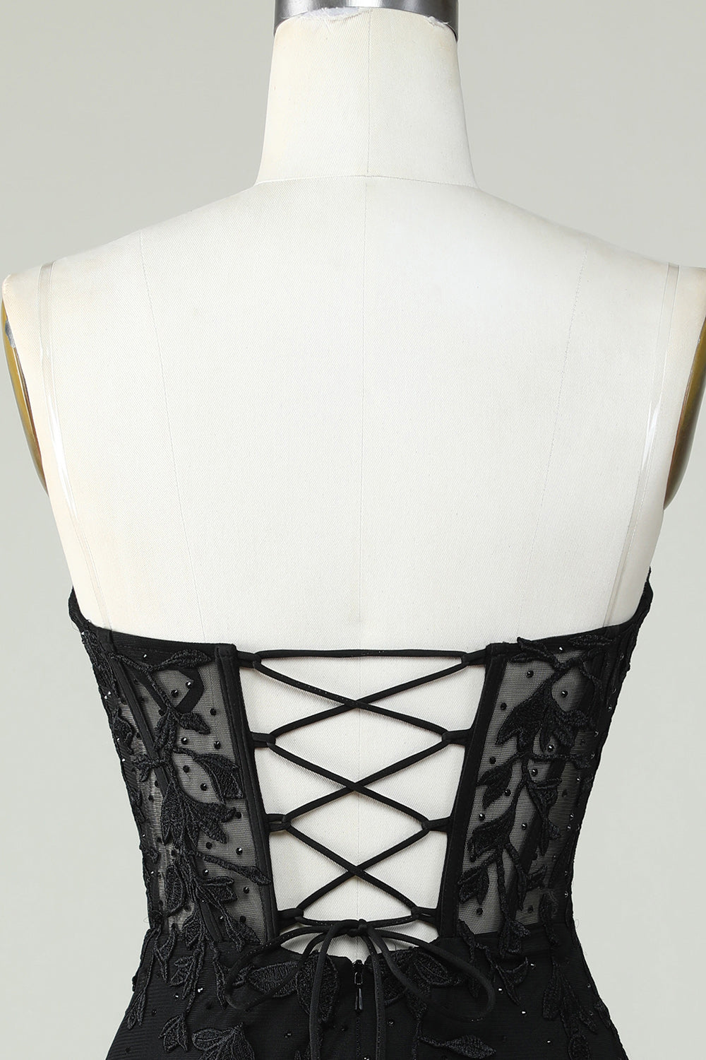 Moulante Amoureux Noir Corset Robe courte cocktail avec appliques