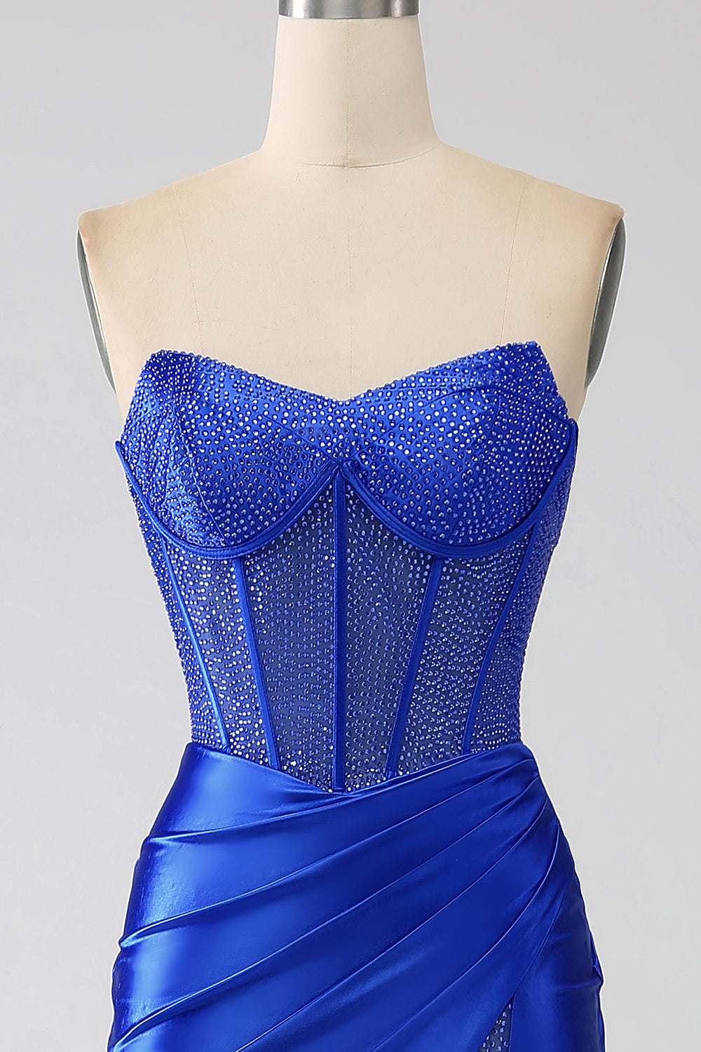 Sirène bustier bleu Royal Corset robe de soirée avec perles