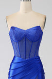 Sirène bustier bleu Royal Corset robe de soirée avec perles