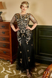 Noir et Or Plus Taille 1920s Gatsby Robe avec 20s Acessories Set