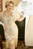 Apricot Plus Taille 1920s Gatsby Robe avec 20s Acessories Set