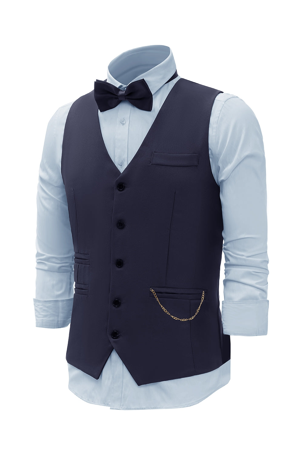 Navy Chain Gilet pour homme avec ensemble d’accessoires 5 pièces