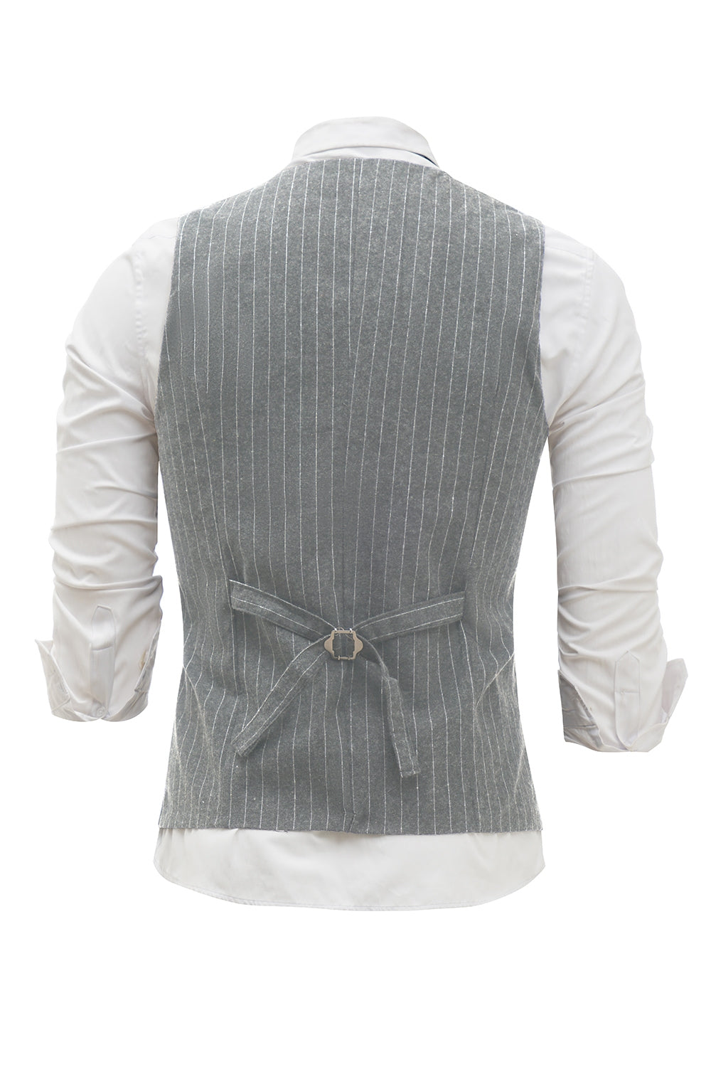 Gilet pour homme gris clair à rayures avec ensemble d’accessoires 5 pièces