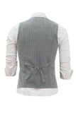 Gilet pour homme gris clair à rayures avec ensemble d’accessoires 5 pièces