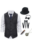 Gilet pour homme gris foncé avec ensemble d’accessoires 5 pièces