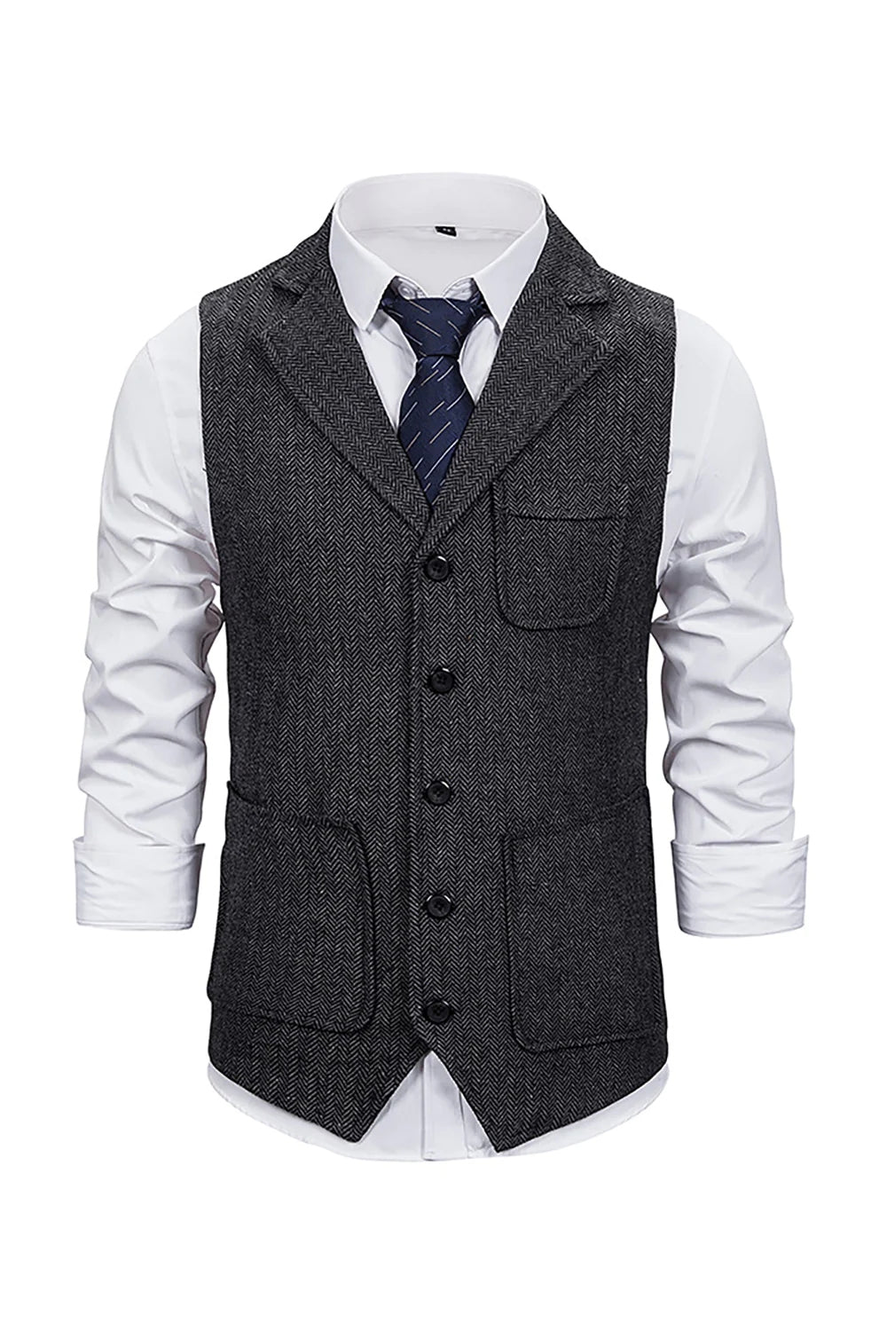 Gilet pour homme gris foncé avec ensemble d’accessoires 5 pièces