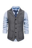 Gilet gris à cranton pour homme avec ensemble d’accessoires