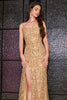 Charger l&#39;image dans la galerie, Robe de bal longue à paillettes dorées avec accessoire