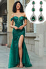 Charger l&#39;image dans la galerie, Robe de bal en Tulle Appliques d’épaules dénudées vert foncé avec accessoire