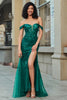 Charger l&#39;image dans la galerie, Robe de bal en Tulle Appliques d’épaules dénudées vert foncé avec accessoire