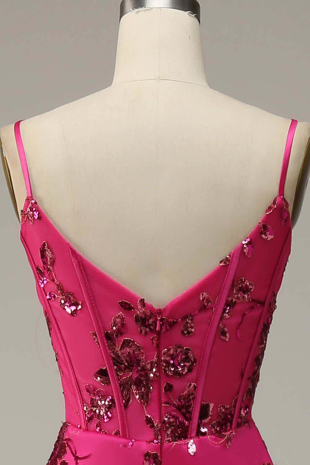 Robe de bal Rose vif Paillettes imprimée Sirène