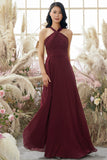 Robe de demoiselle Bourgogne Halter en mousseline de soie