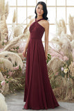 Robe de demoiselle Bourgogne Halter en mousseline de soie