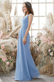 Robe de demoiselle Bleu col en V