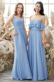 Robe de demoiselle Bleu col en V