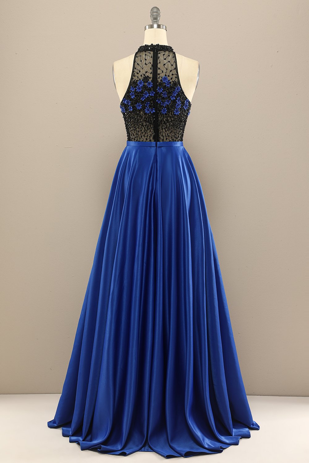 Vert foncé perles longue robe de bal avec des fleurs