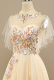 Jaune longue robe de bal avec appliques
