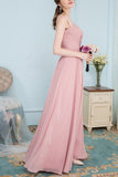 Robe de demoiselle longue en mousseline de soie