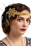 Zapaka Rétro Bandeau Perlé des Années 1920 en Plumes Noir et Or