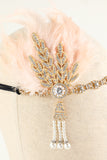 Bandeau à clapet perle plume noire des années 1920
