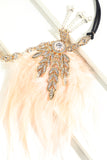 Bandeau à clapet perle plume noire des années 1920