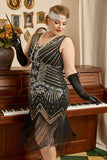 Noir 1920s grande taille Perlée Paillettes robe