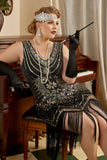 Noir 1920s grande taille Perlée Paillettes robe
