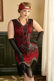 Robe Rouge Sequin Plus Taille années 1920 avec Franges