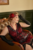 Robe Rouge Sequin Plus Taille années 1920 avec Franges