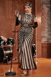 Robe Sirène Noire 1920s Gatsby Flapper avec paillette