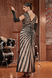 Robe Sirène Noire 1920s Gatsby Flapper avec paillette