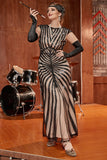 Robe Sirène Noire 1920s Gatsby Flapper avec paillette
