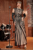 Robe Sirène Noire 1920s Gatsby Flapper avec paillette