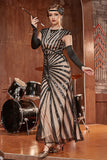 Robe Sirène Noire 1920s Gatsby Flapper avec paillette