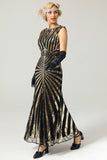 Robe Sirène Noire 1920s Gatsby Flapper avec paillette