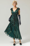 Robe Sirène Noire 1920s Gatsby Flapper avec paillette