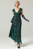 Charger l&#39;image dans la galerie, Robe Sirène Verte Année 1920 Gatsby Flapper avec paillette