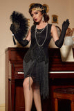 Robe flapper à paillettes noire des années 20