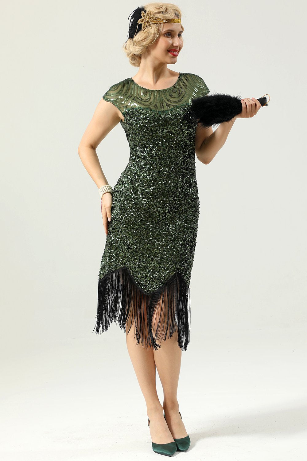 Robe fringe à paillettes des années 1920