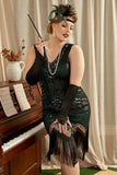 Paillettes vert foncé robe année 20 grande taille