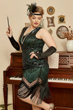 Paillettes vert foncé robe année 20 grande taille