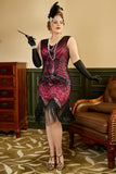 Col V Fuchsia robe année 20 grande taille