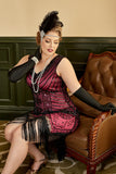 Col V Fuchsia robe année 20 grande taille